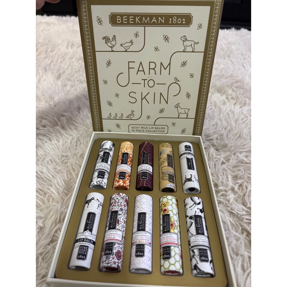 Beekman 1802 Farm to Skin Goat Milk Lip Balms 10 Piece Collection Set NEW In BOX